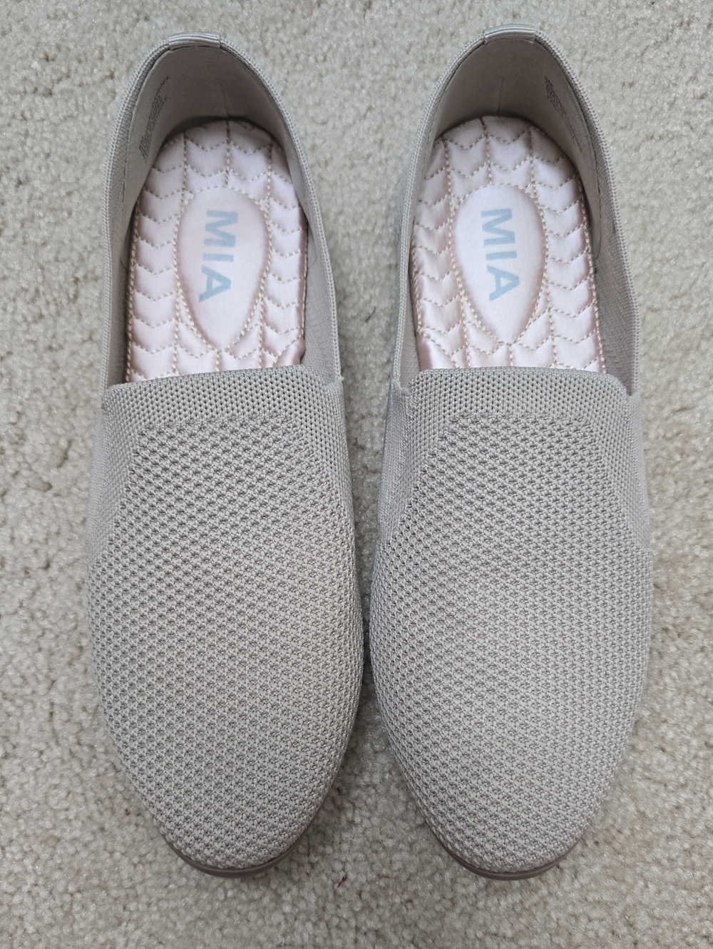 MIA Daphne Flats - Slip-On Knit Loafers in Light Taupe - Size 8